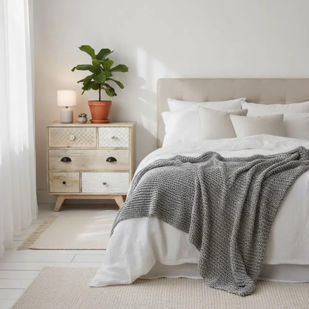 Illustration numéro 2 du produit Commode  5 tiroirs en manguier massif clair