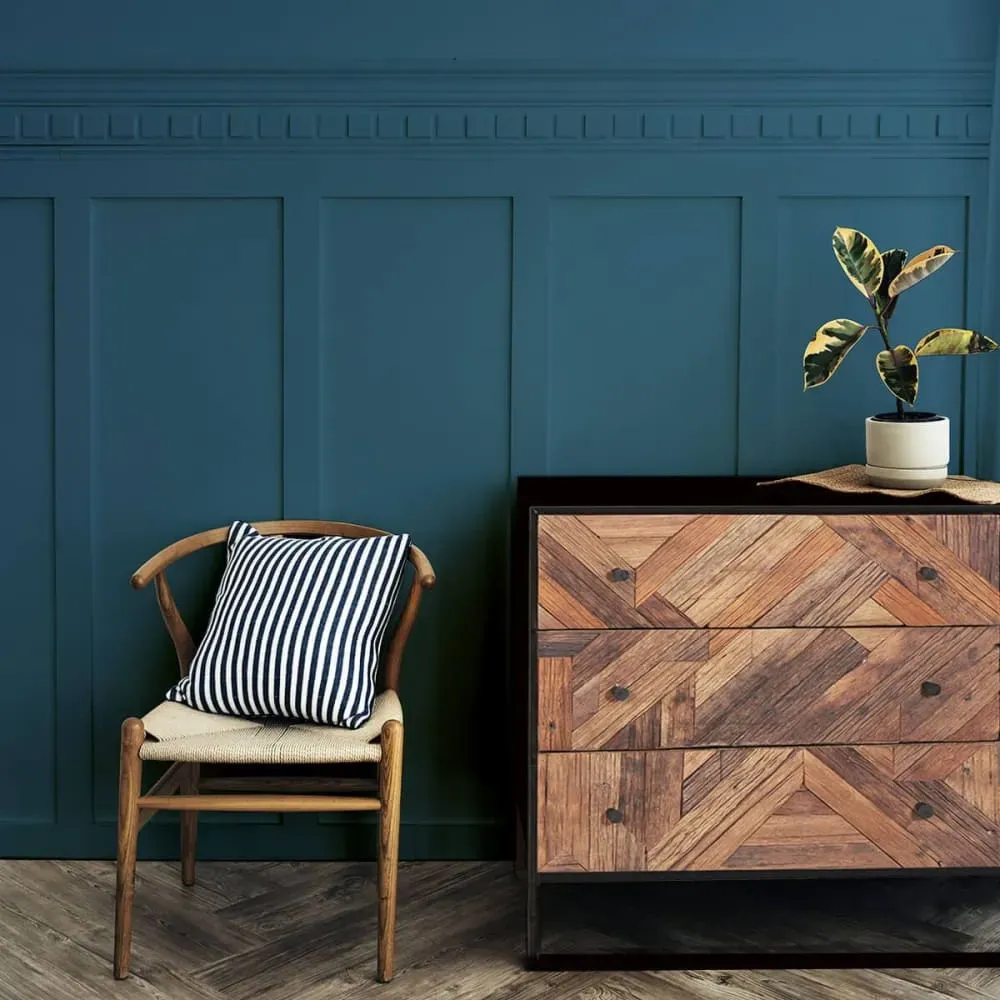 Illustration numéro 2 du produit Meuble  d'entrée 3 tiroirs en métal noir et bois recyclé