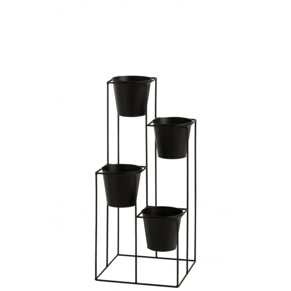 Illustration numéro 2 du produit Cache-pots suspendus en métal noir 31x31x70 cm