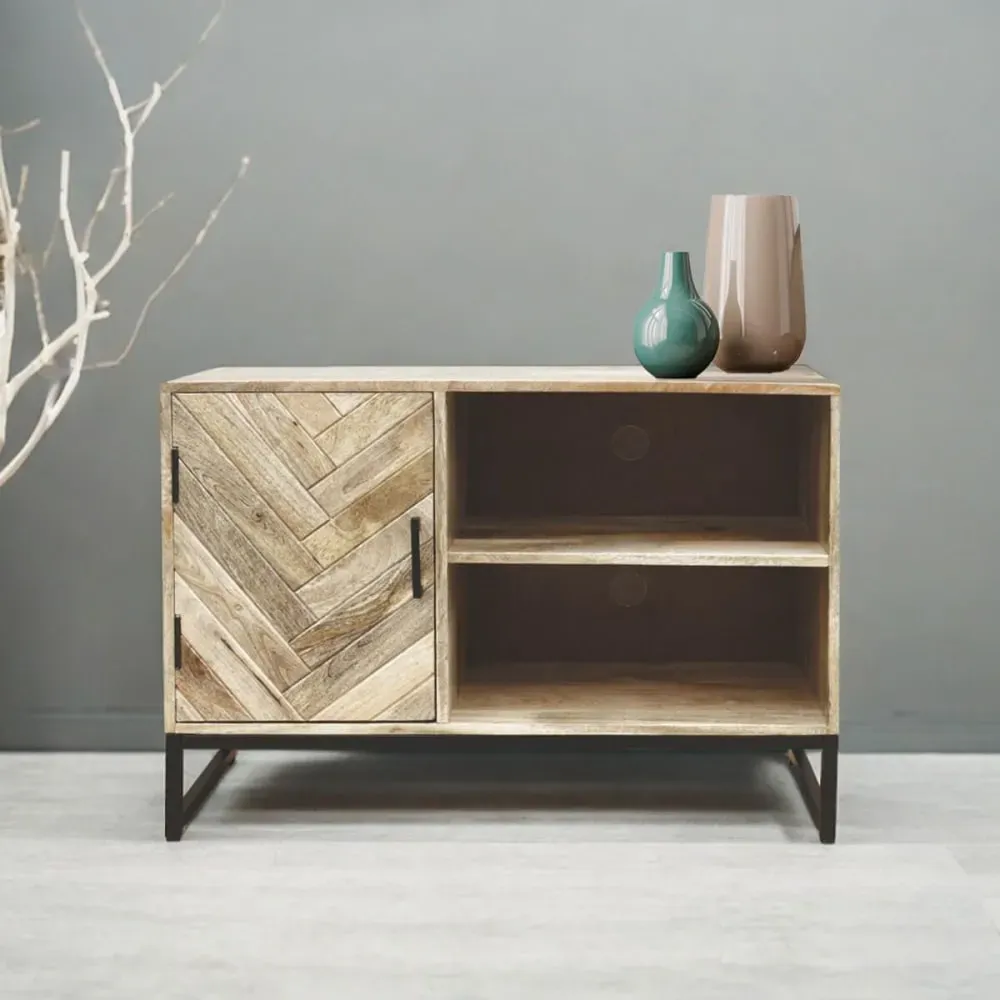 Illustration numéro 2 du produit Meuble  tv 1 porte 2 niches en manguier massif