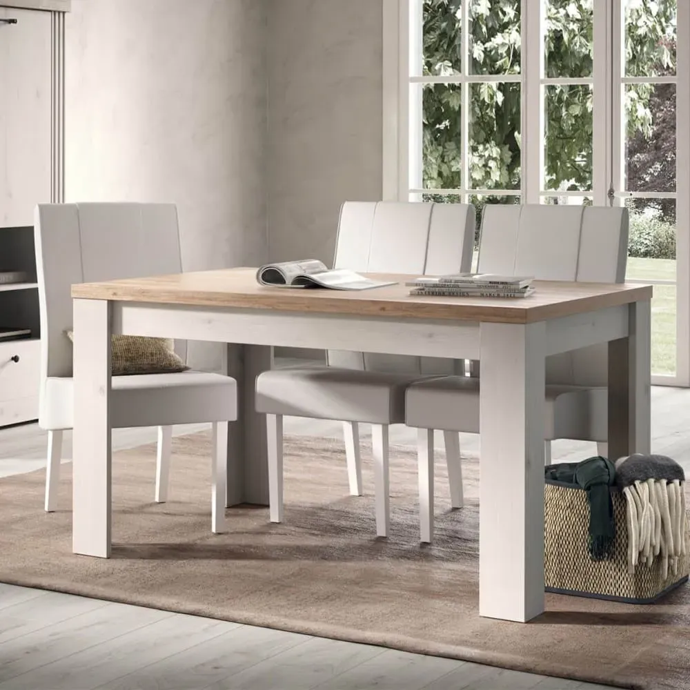 Illustration numéro 2 du produit Table  repas extensible aspect chêne blanchi et chêne clair