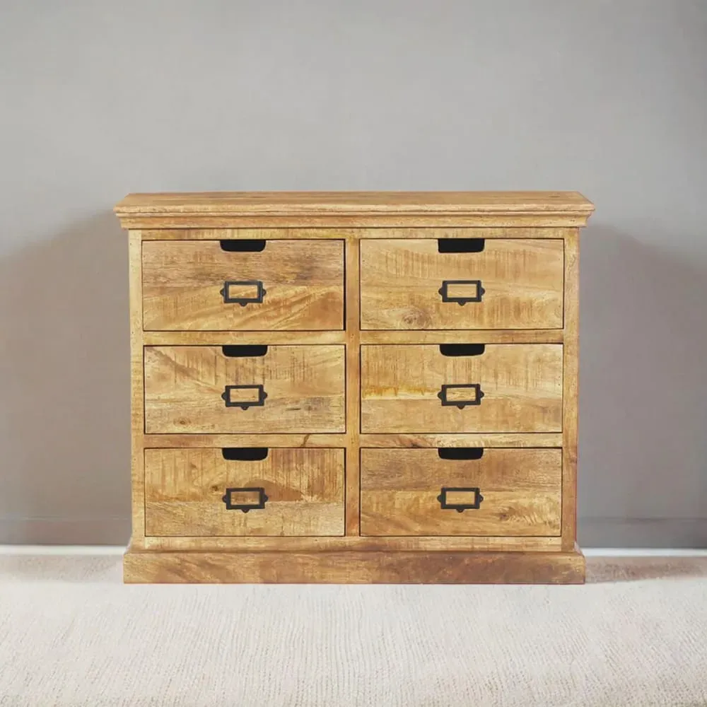 Illustration numéro 2 du produit Commode  en manguier 6 tiroirs