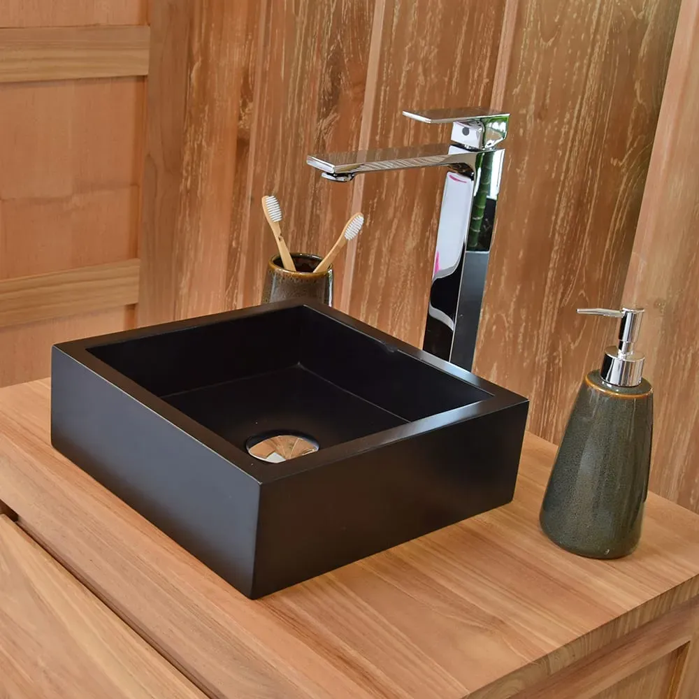 Illustration numéro 2 du produit Vasque ronde à poser effet béton noir