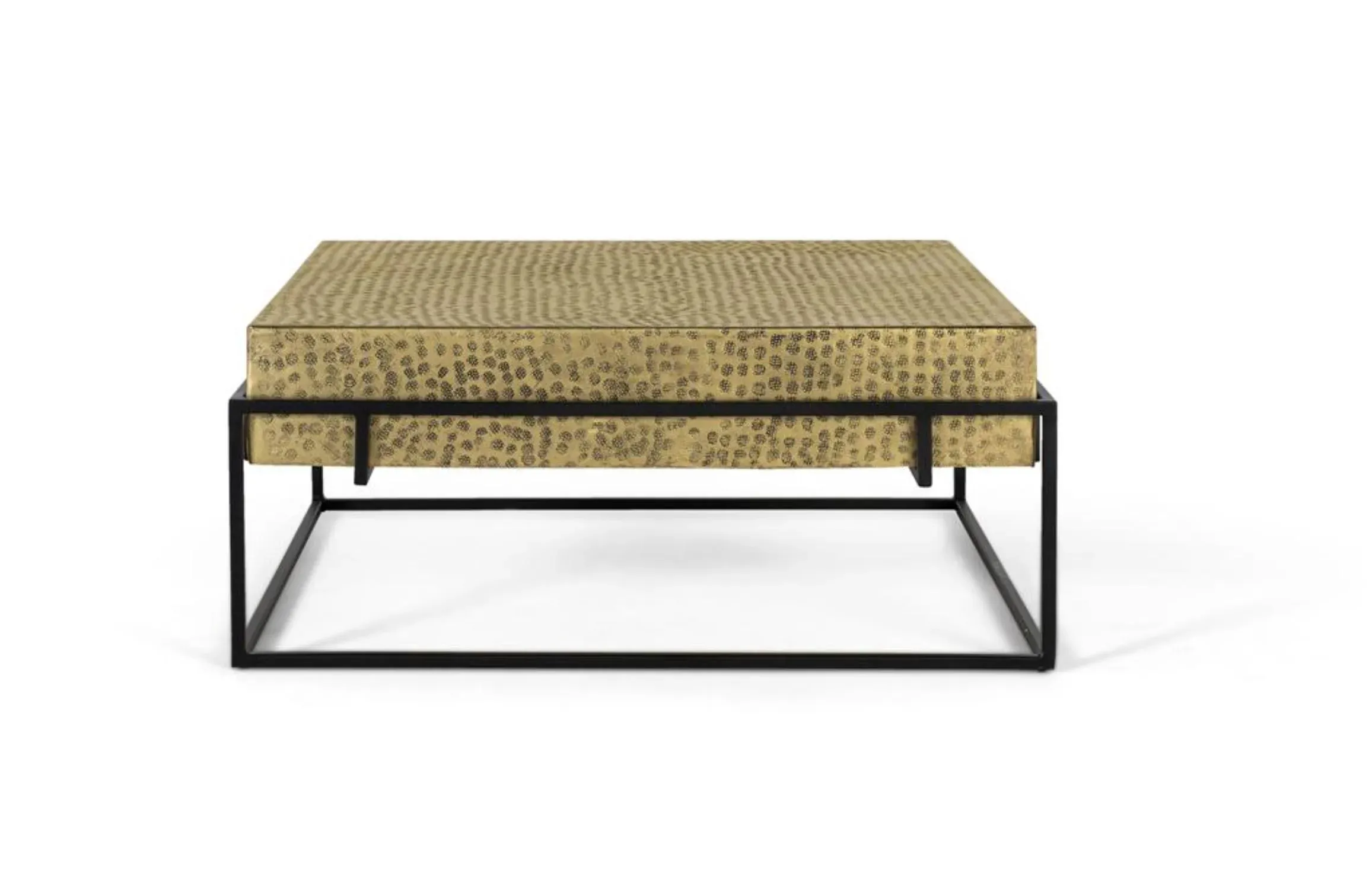 Illustration numéro 2 du produit Table basse carrée avec structure en fer doré