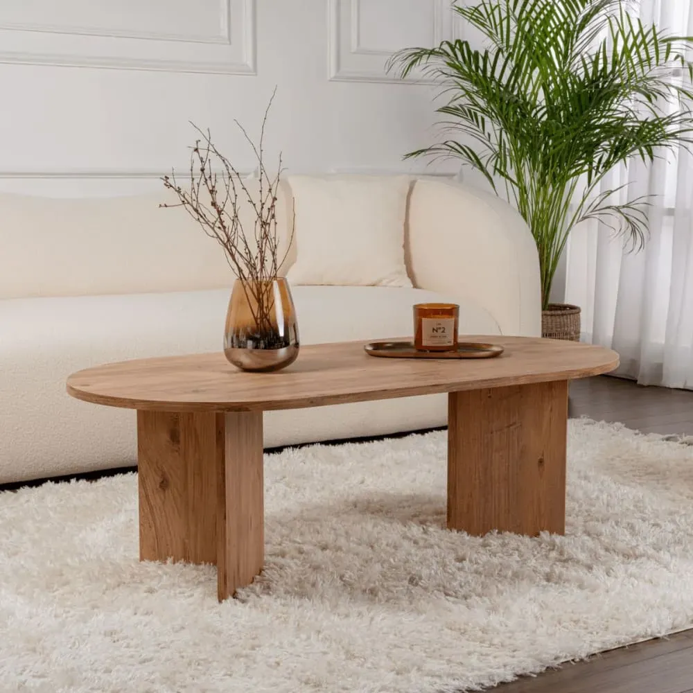 Illustration numéro 2 du produit Table basse ovale - L119 cm - Effet Pin Atlantique