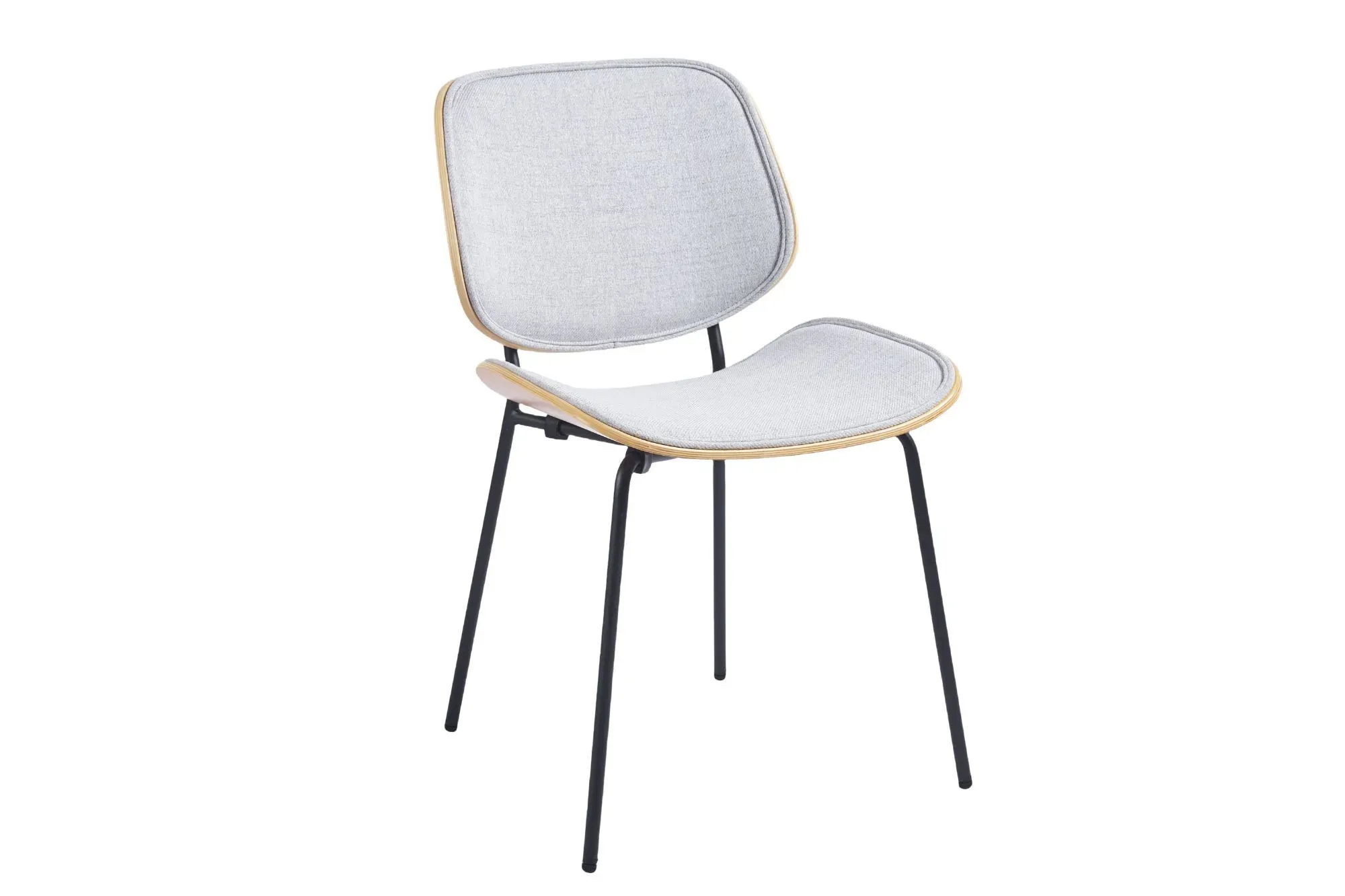 Illustration numéro 2 du produit Lot de 2 chaises rétro en chêne et tissu gris clair