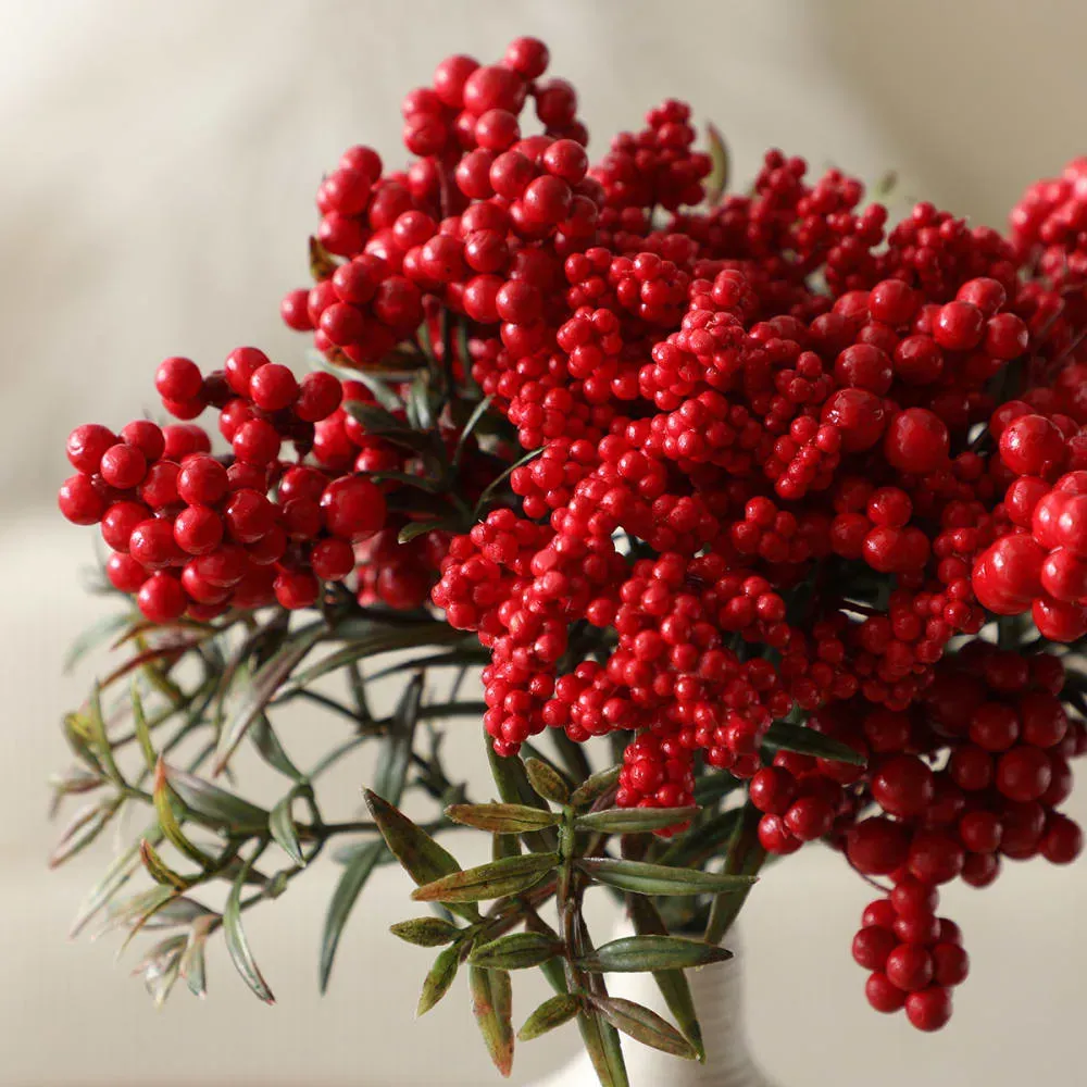 Illustration numéro 2 du produit Bouquet de baies artificiel rouge H20
