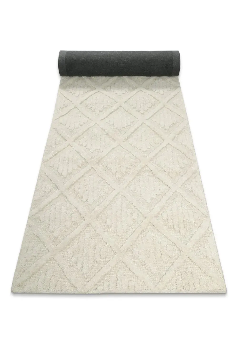 Illustration numéro 2 du produit Tapis pure laine tufté main crème 80x230