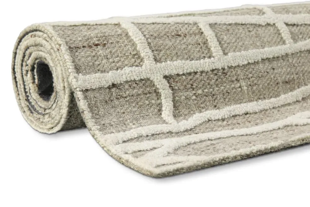 Illustration numéro 2 du produit Tapis  tufté main beige à relief 200x300