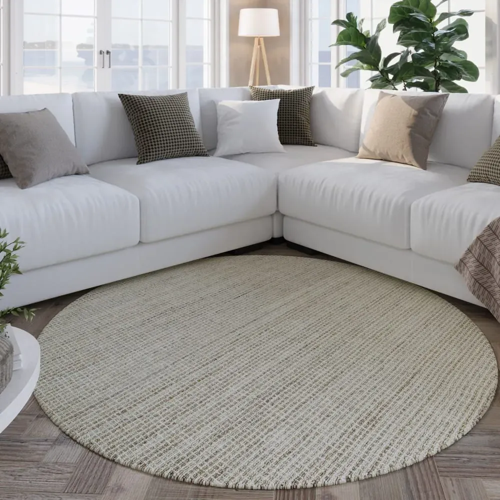 Illustration numéro 2 du produit Tapis rond laine et polyester tufté main crème 200 cm