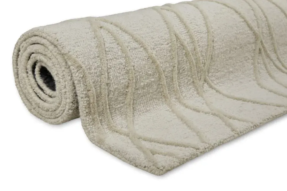 Illustration numéro 2 du produit Tapis pure laine tufté main crème 40x60