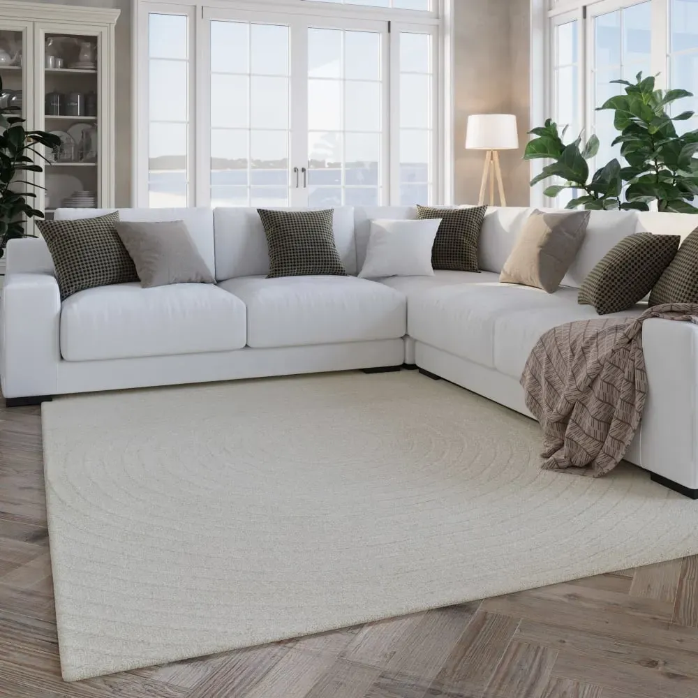 Illustration numéro 2 du produit Tapis pure laine tufté main crème 200x300