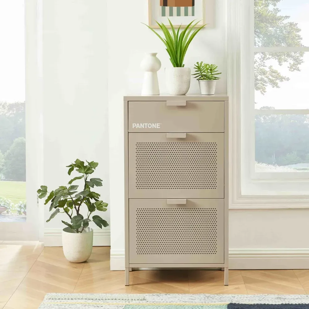 Illustration numéro 2 du produit Meuble à chaussures métal taupe 55cm