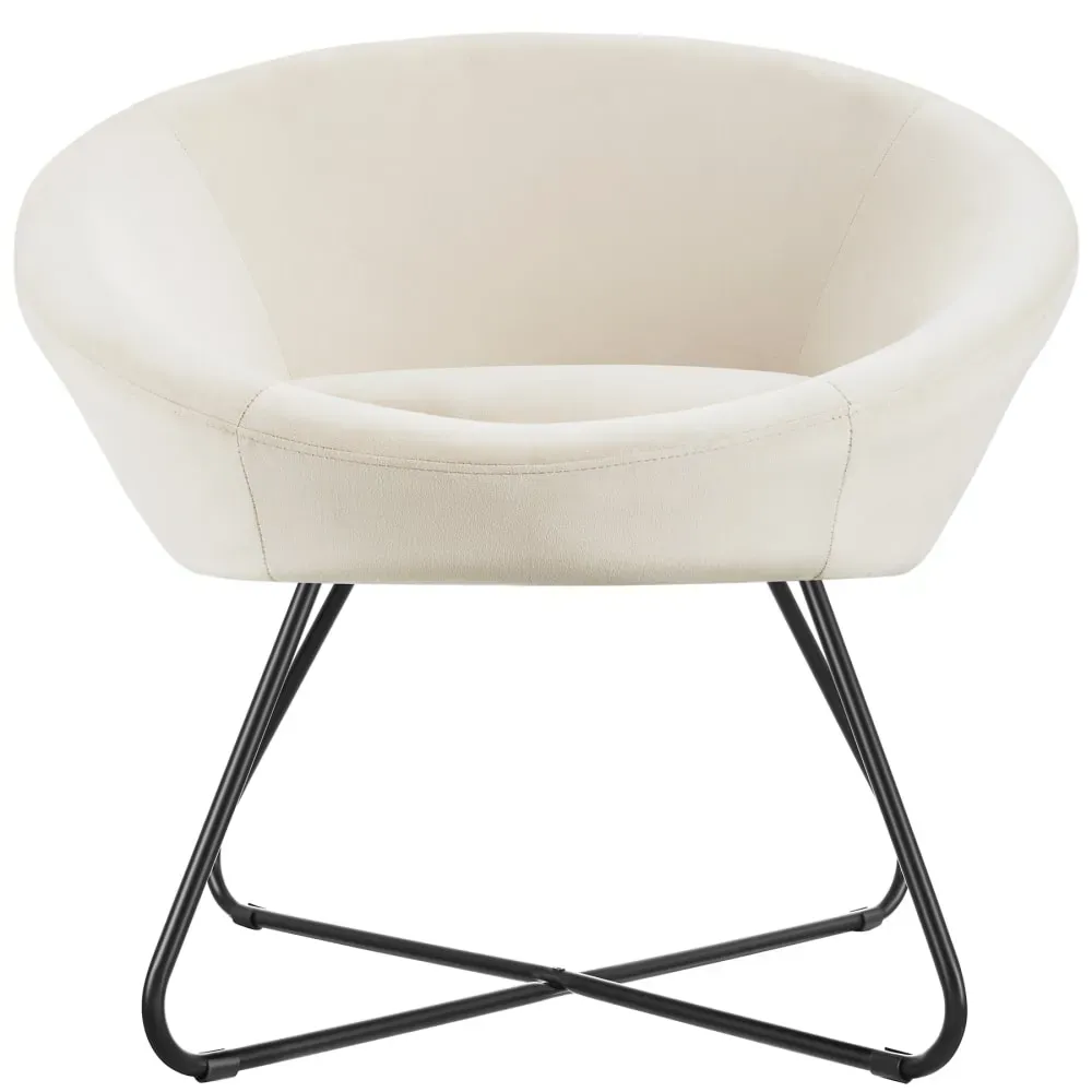 Illustration numéro 2 du produit Fauteuil  rond et rembourré revêtement en velours beige