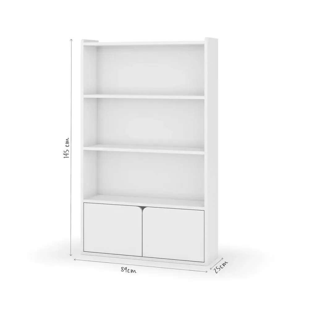 Illustration numéro 2 du produit Bibliothèque étagère 2 portes bois massif blanc