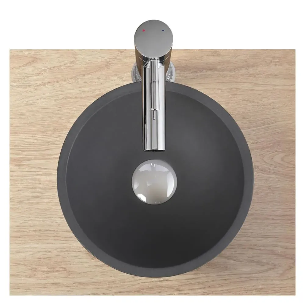 Illustration numéro 2 du produit Vasque lave-mains à poser ronde en béton gris 26cm