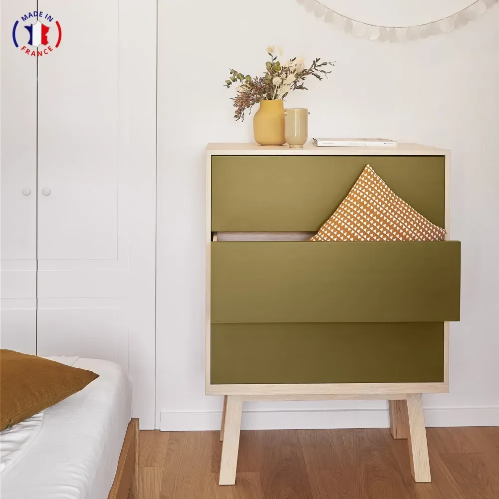 Illustration numéro 2 du produit Commode 3 tiroirs de 90 cm de large, en frêne