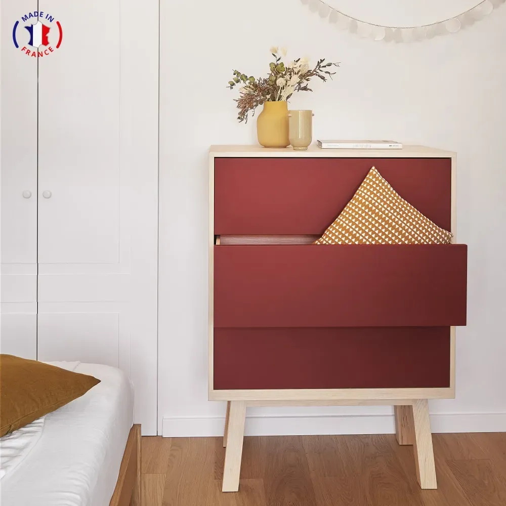 Illustration numéro 2 du produit Commode 3 tiroirs de 90 cm de large, en frêne