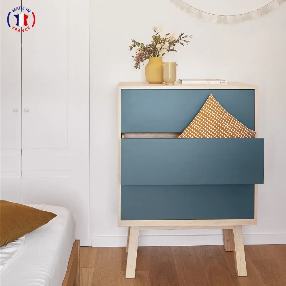 Illustration numéro 2 du produit Commode 3 tiroirs de 90 cm de large, en frêne