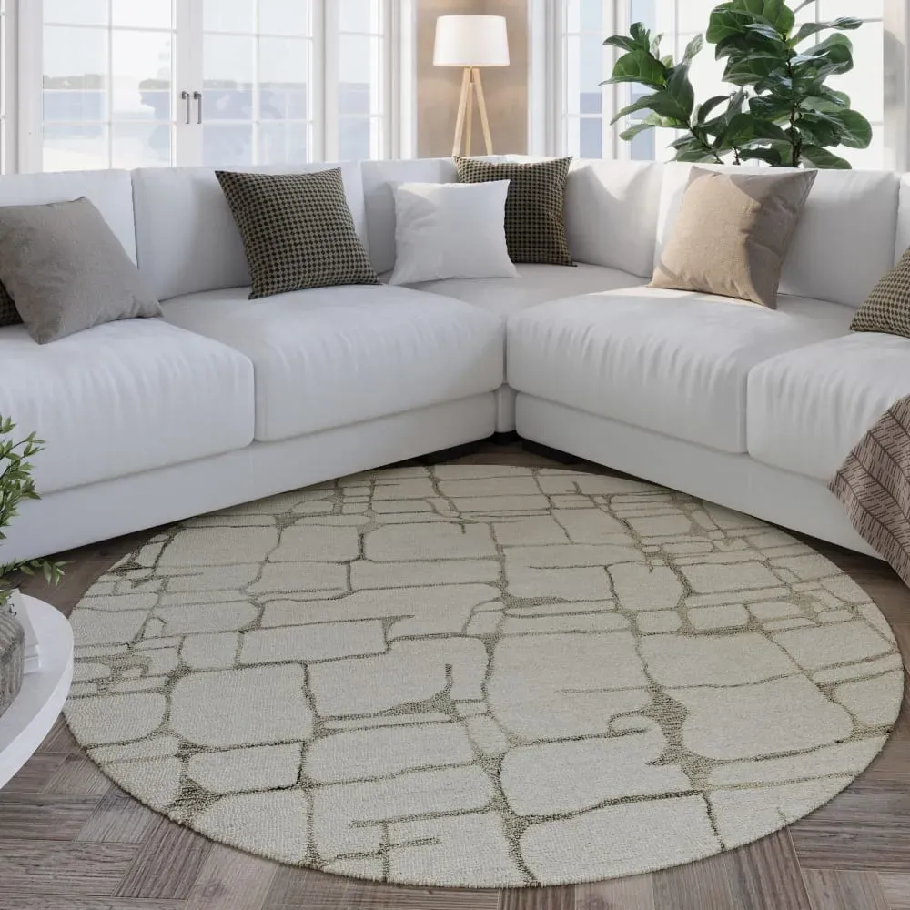 Illustration numéro 2 du produit Tapis rond pure laine tufté main crème 180 cm