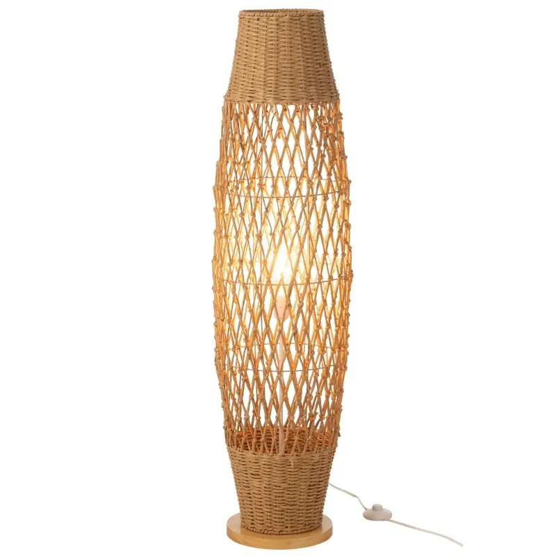Illustration numéro 2 du produit Lampadaire en métal et bois beige 31x31x119.5 cm