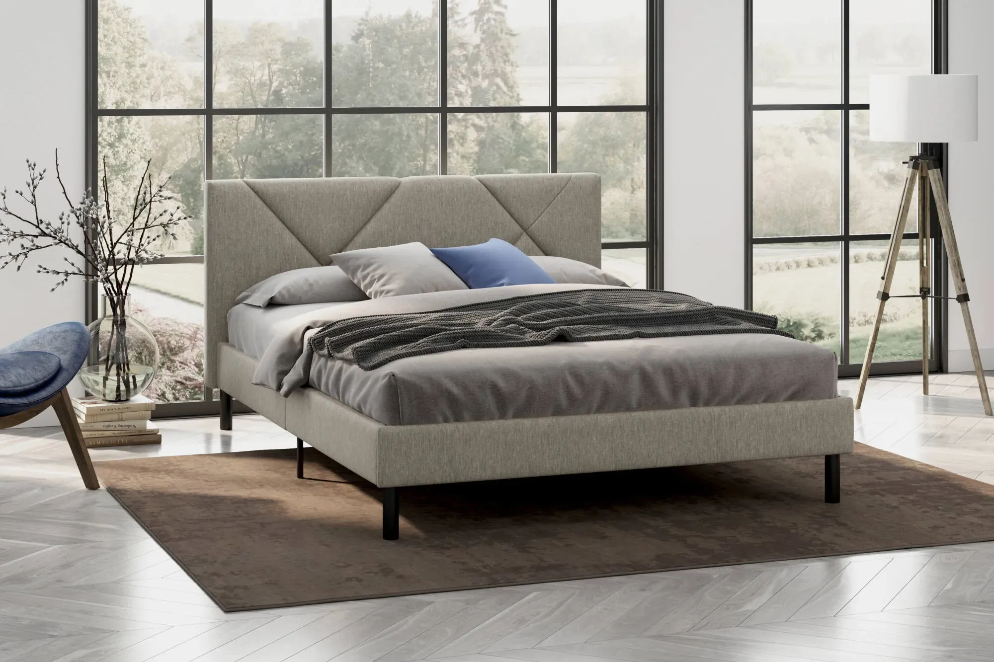 Illustration numéro 2 du produit Lit double Calitri Tourterelle