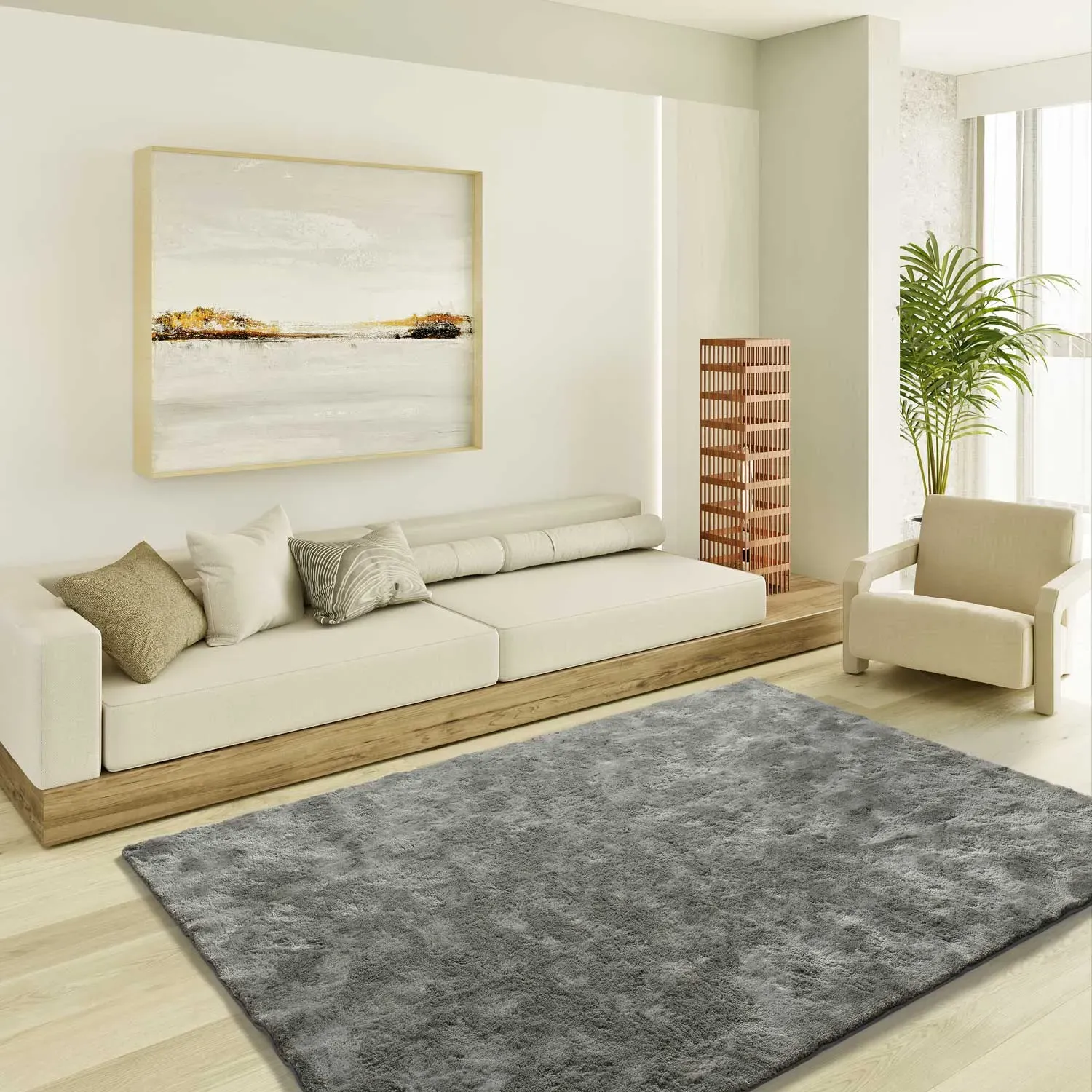 Illustration numéro 2 du produit Tapis shaggy anthracite  80x150 cm