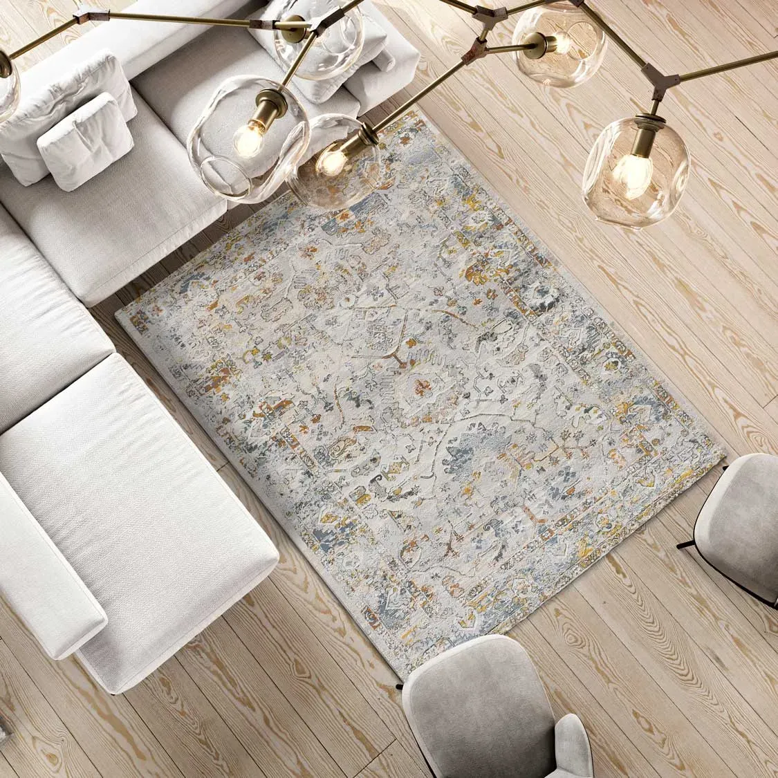 Illustration numéro 2 du produit Tapis vintage beige/rouille/bleu 154x230 cm