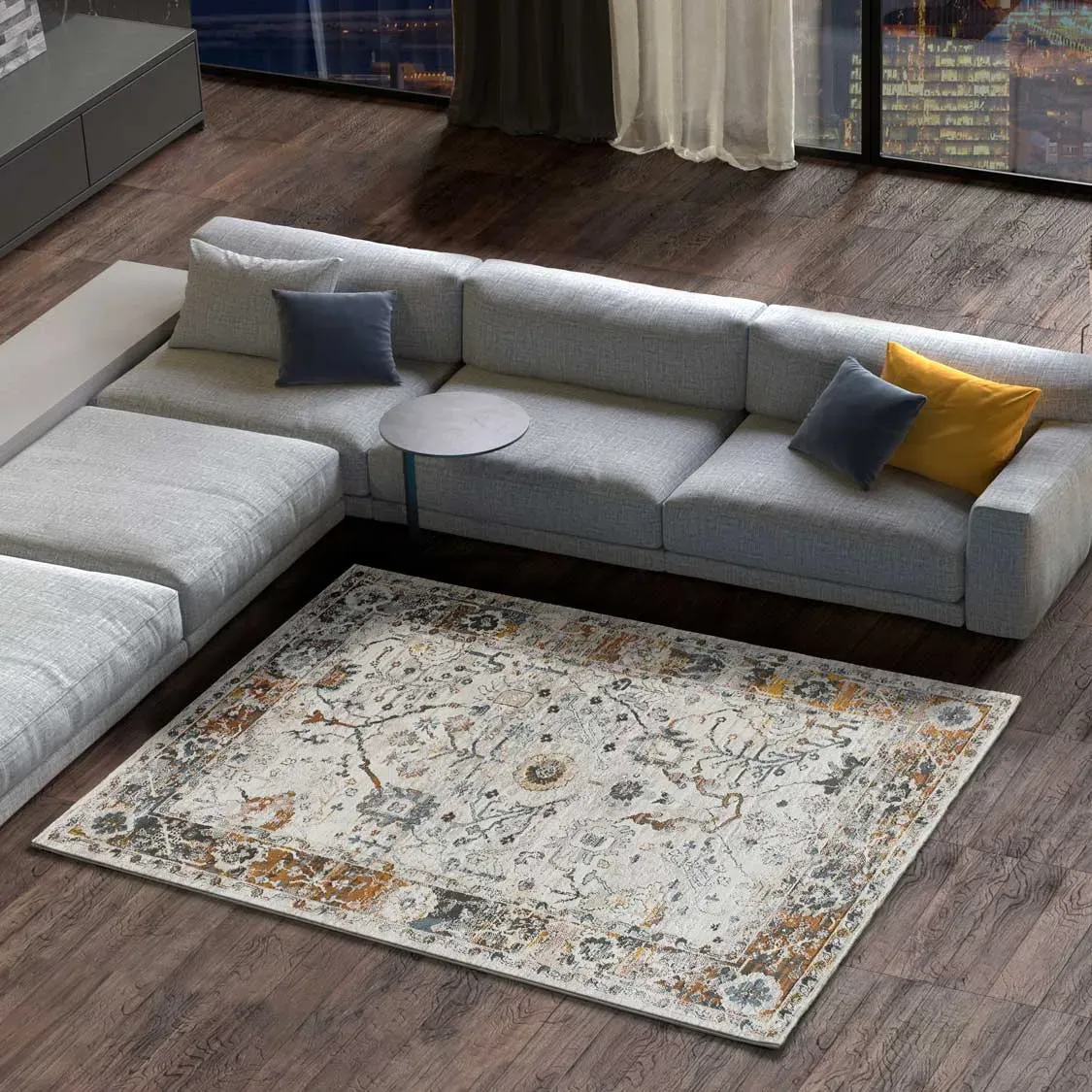 Illustration numéro 2 du produit Tapis vintage beige/rouille/bleu 154x230 cm