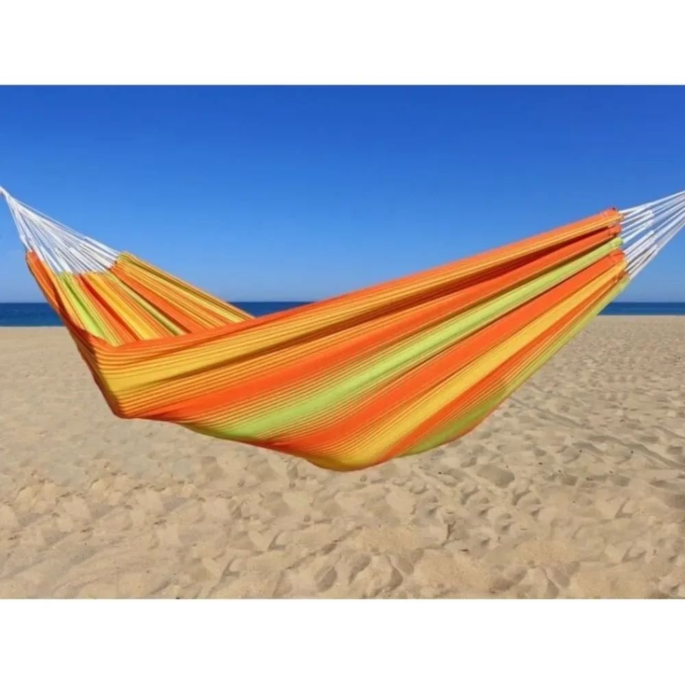 Illustration numéro 2 du produit Hamac XXL en coton vert et jaune