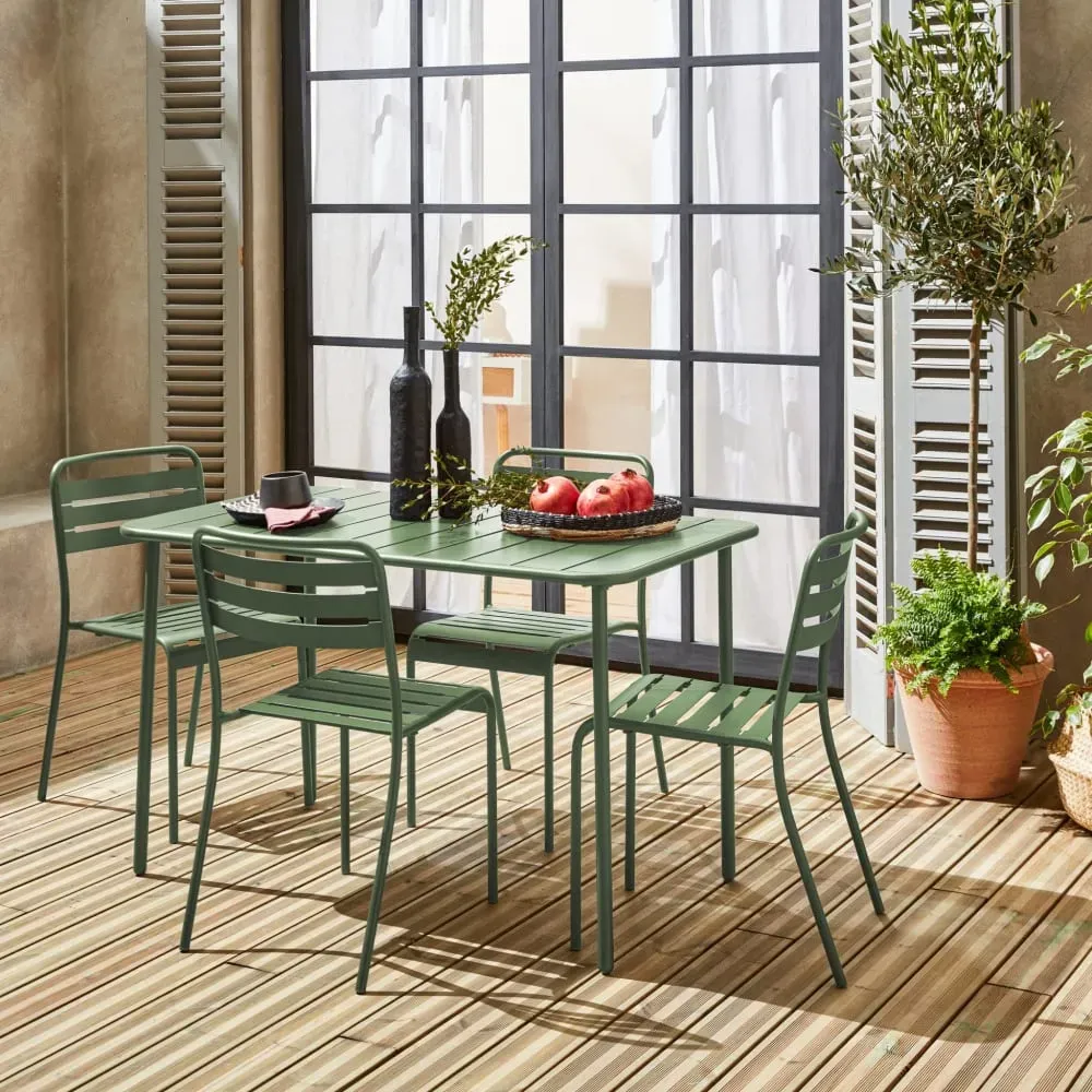 Illustration numéro 2 du produit Table de jardin métal 4 chaises vert