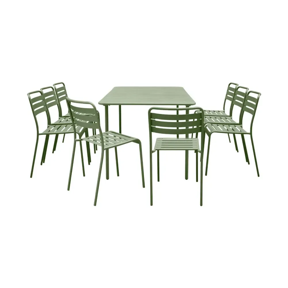 Illustration numéro 2 du produit Table de jardin métal 8 chaises vert