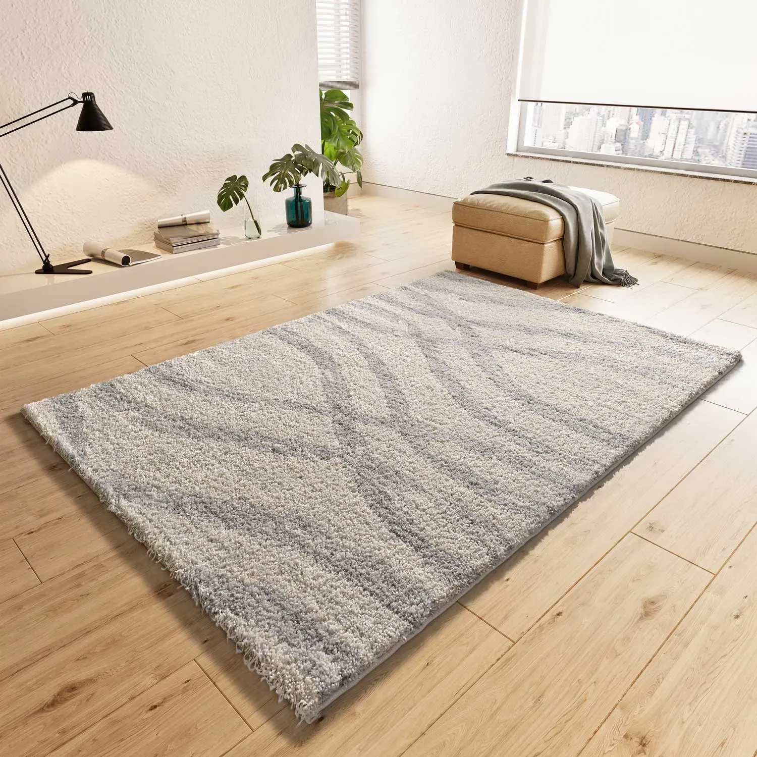 Illustration numéro 2 du produit Tapis shaggy beige/gris 160x230 cm