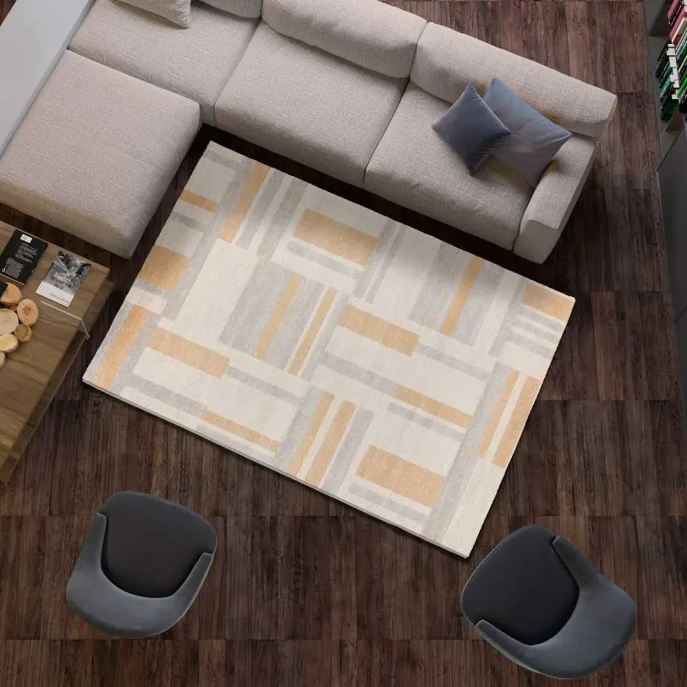 Illustration numéro 2 du produit Tapis géométrique beige 133x190 cm