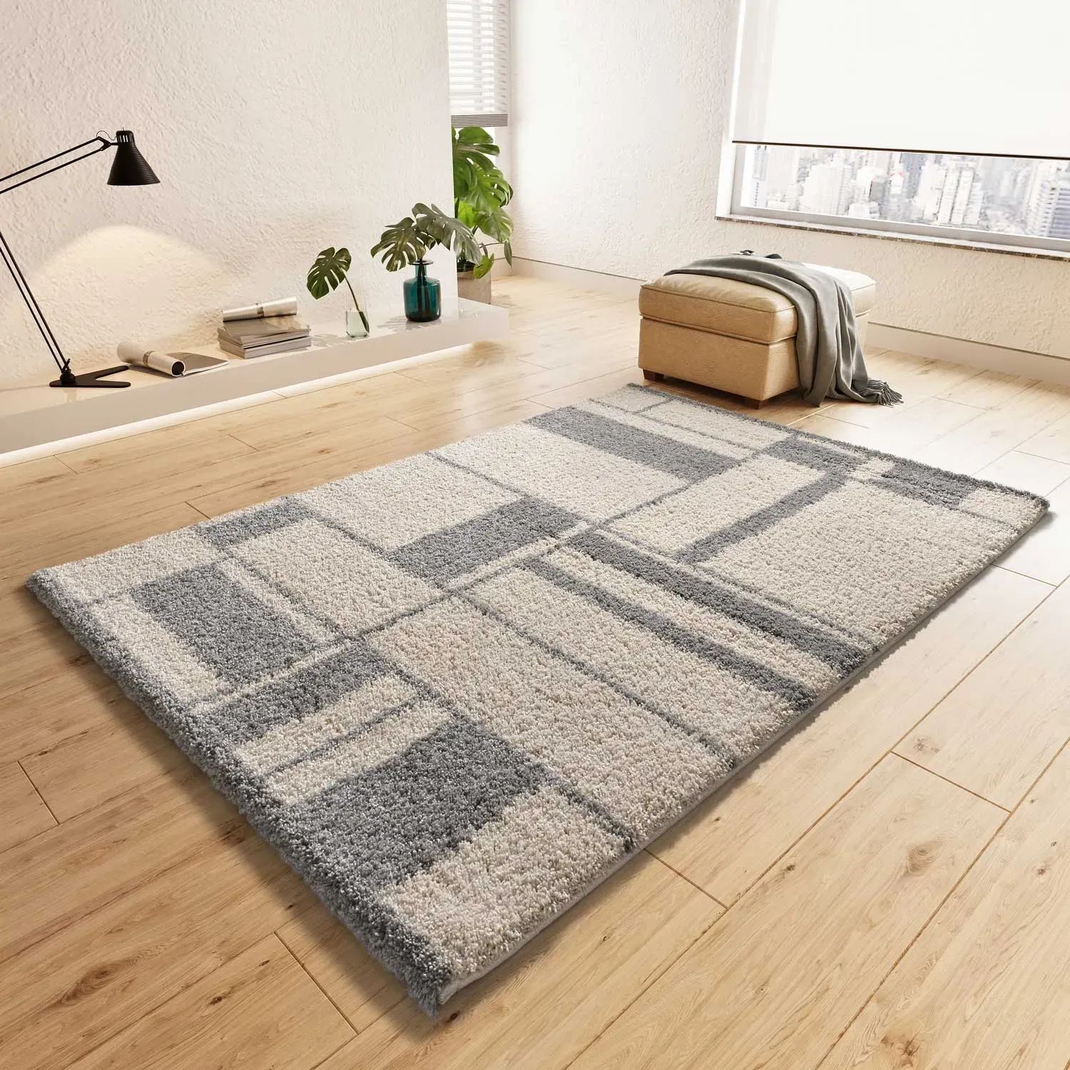 Illustration numéro 2 du produit Tapis shaggy beige/gris 80x150 cm