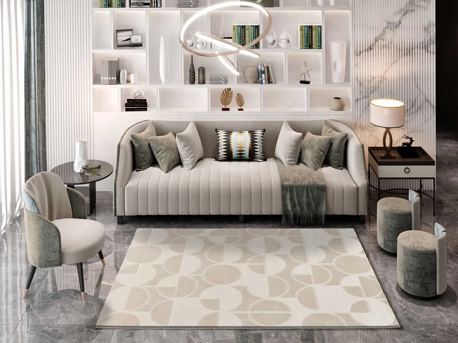 Illustration numéro 2 du produit Tapis à relief blanc/beige 160x230 cm