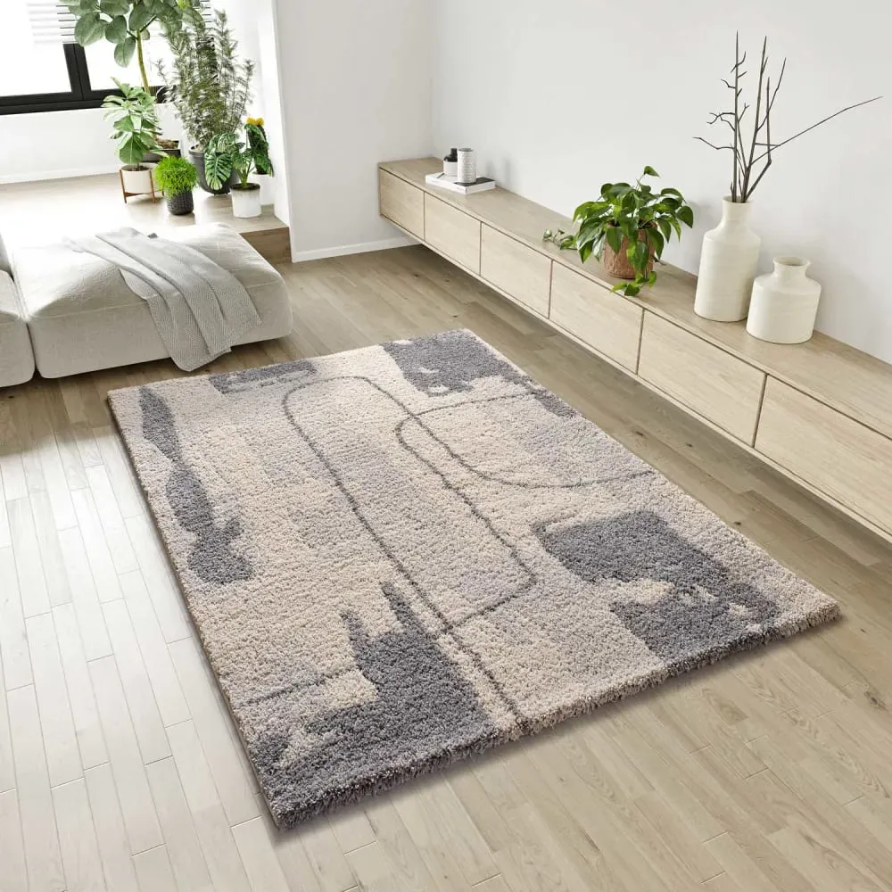 Illustration numéro 2 du produit Tapis shaggy gris/beige 80x150 cm