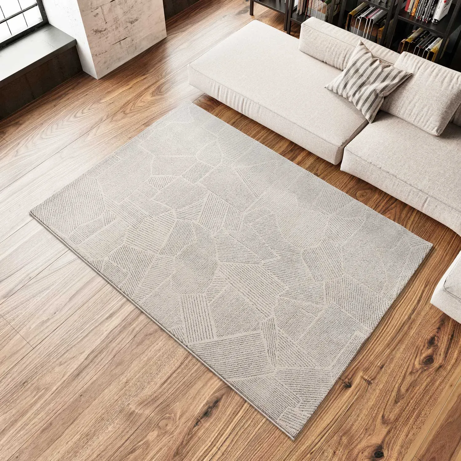 Illustration numéro 2 du produit Tapis abstrait crème/gris 160x230 cm