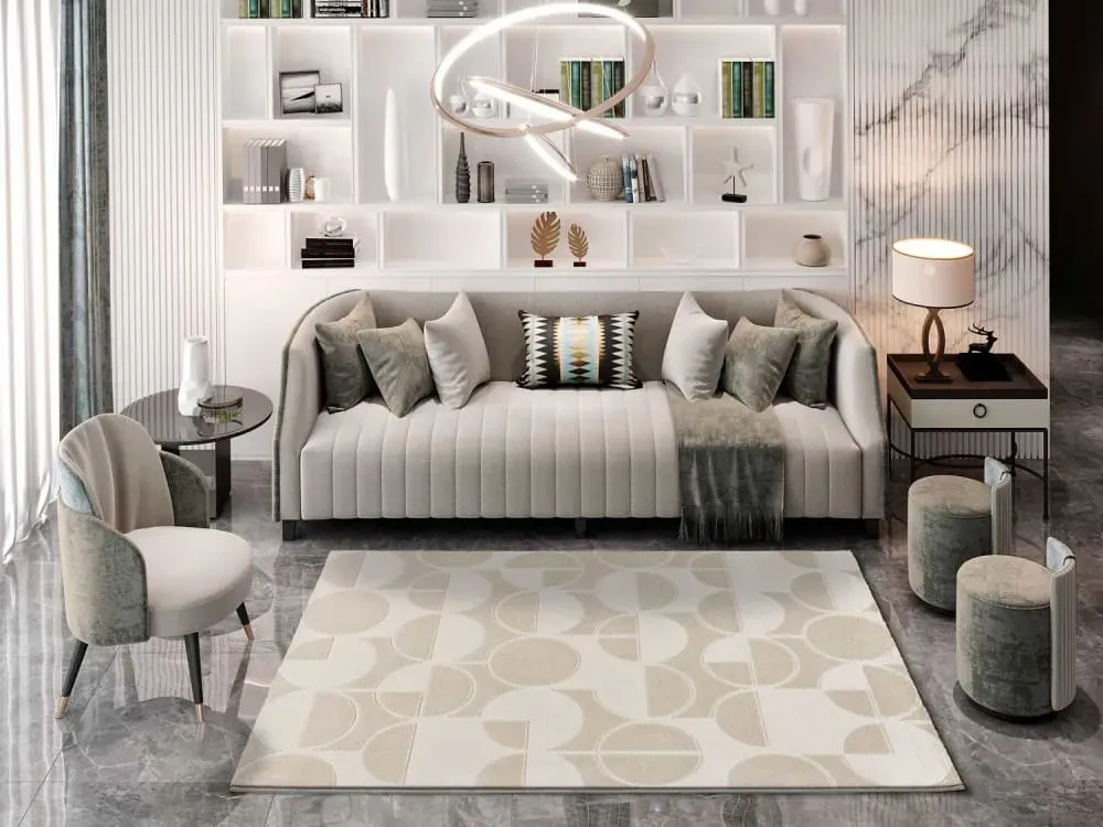 Illustration numéro 2 du produit Tapis à relief blanc/beige 133x190 cm