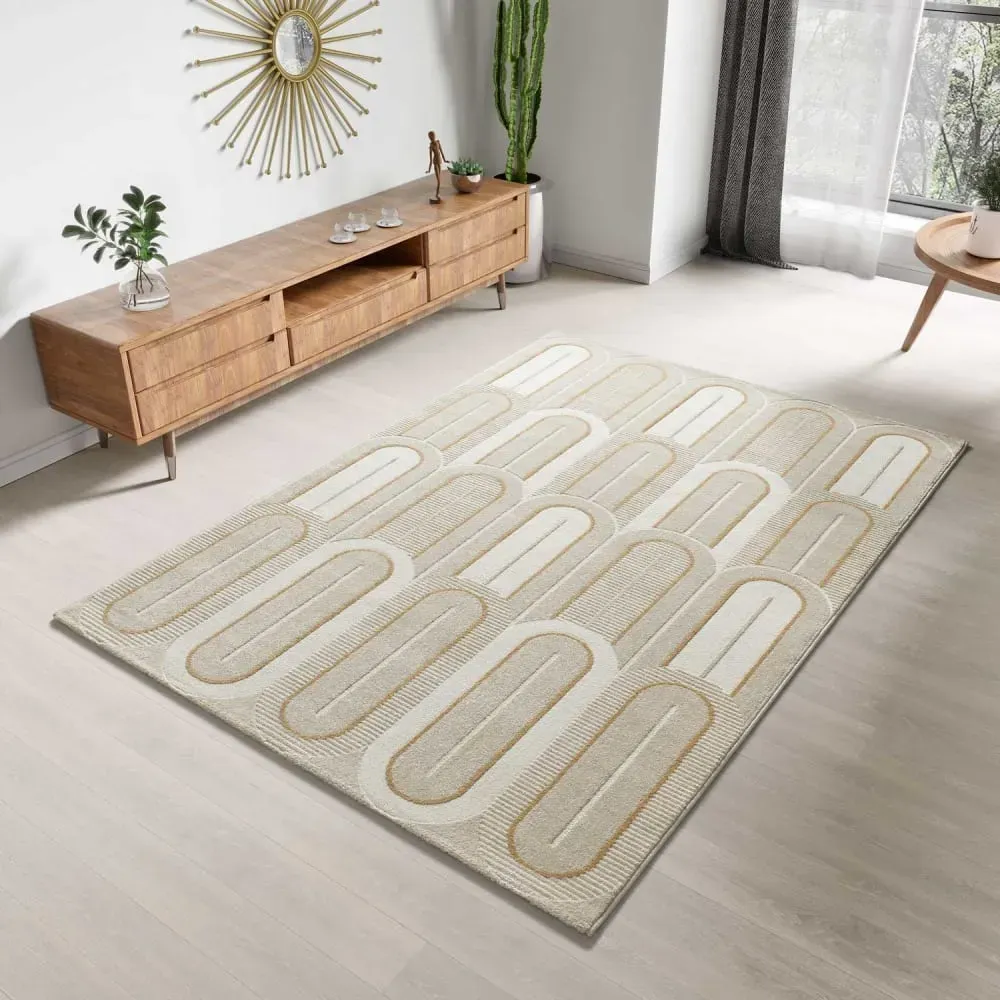 Illustration numéro 2 du produit Tapis à relief blanc/beige 80x150 cm