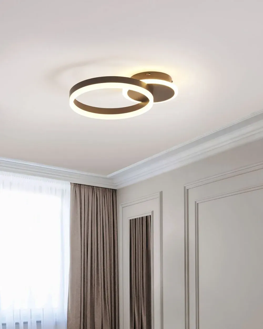 Illustration numéro 2 du produit Plafonnier à led métal marron foncé