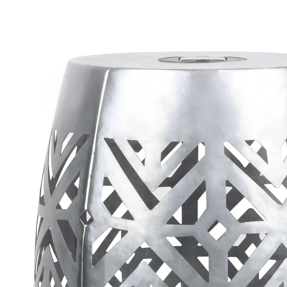 Illustration numéro 2 du produit Table d'appoint de jardin en métal argenté avec LED