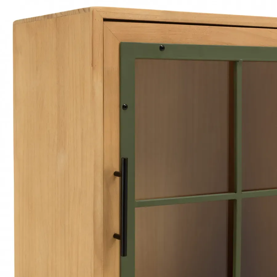 Illustration numéro 2 du produit Buffet 1 porte vitrée encadrement vert pin