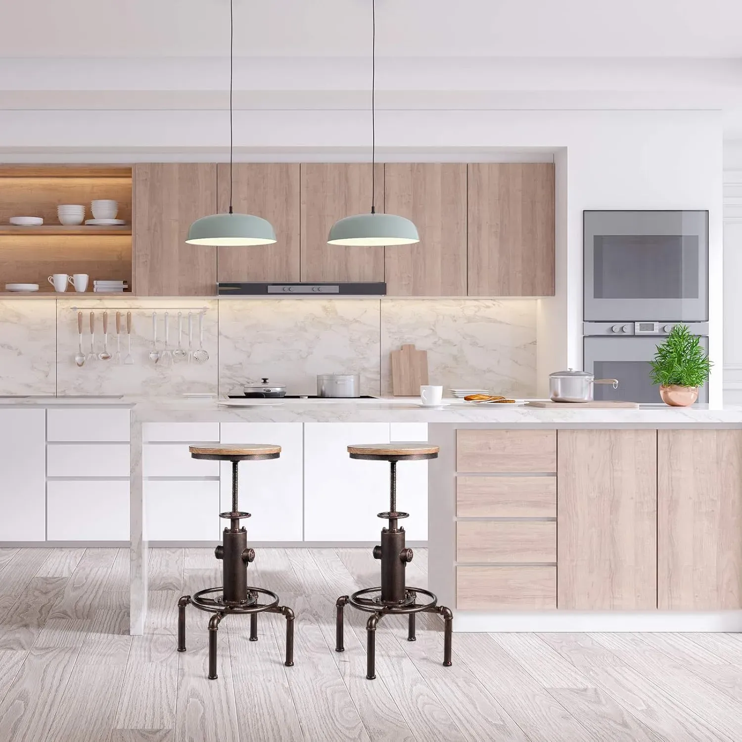 Illustration numéro 2 du produit Tabouret de bar industriel réglable en hauteur 60-75cm