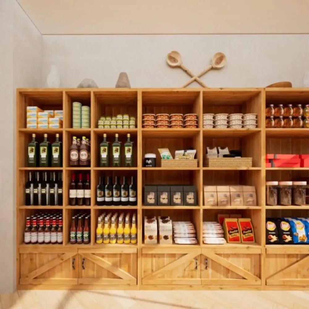 Illustration numéro 2 du produit Étagère 8 casiers L119 cm 2 portes bois massif