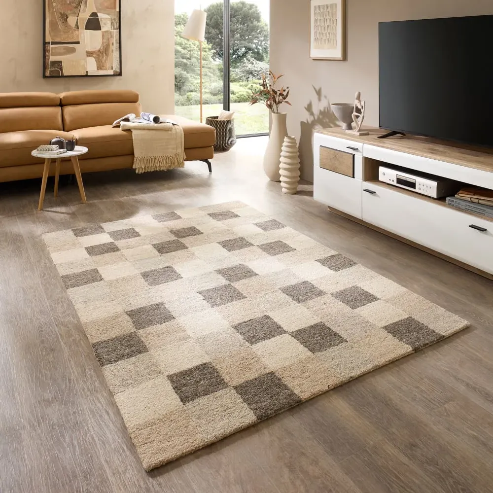 Illustration numéro 2 du produit Tapis de salon tufté main - beige multicolore 120x180 cm