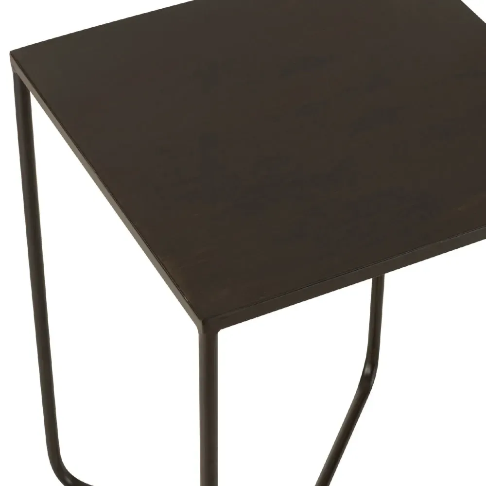 Illustration numéro 2 du produit Table gigogne en métal avec pied en croix noir 35 x 35