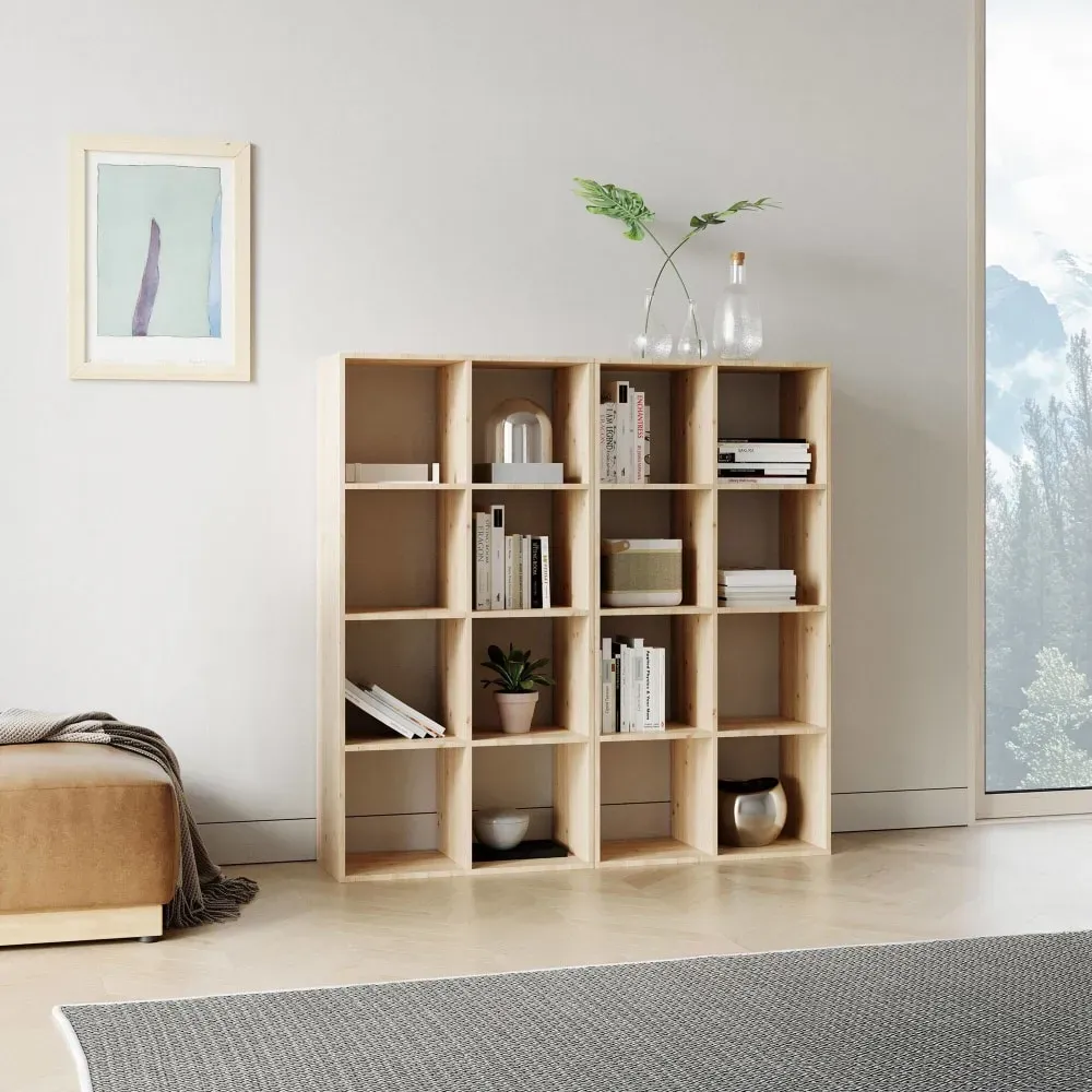 Illustration numéro 2 du produit Etagère 4x4 cases en bois massif