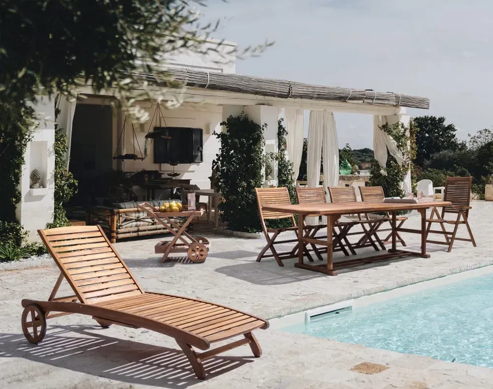 Illustration numéro 2 du produit Chariot à roulettes en bois d'acacia