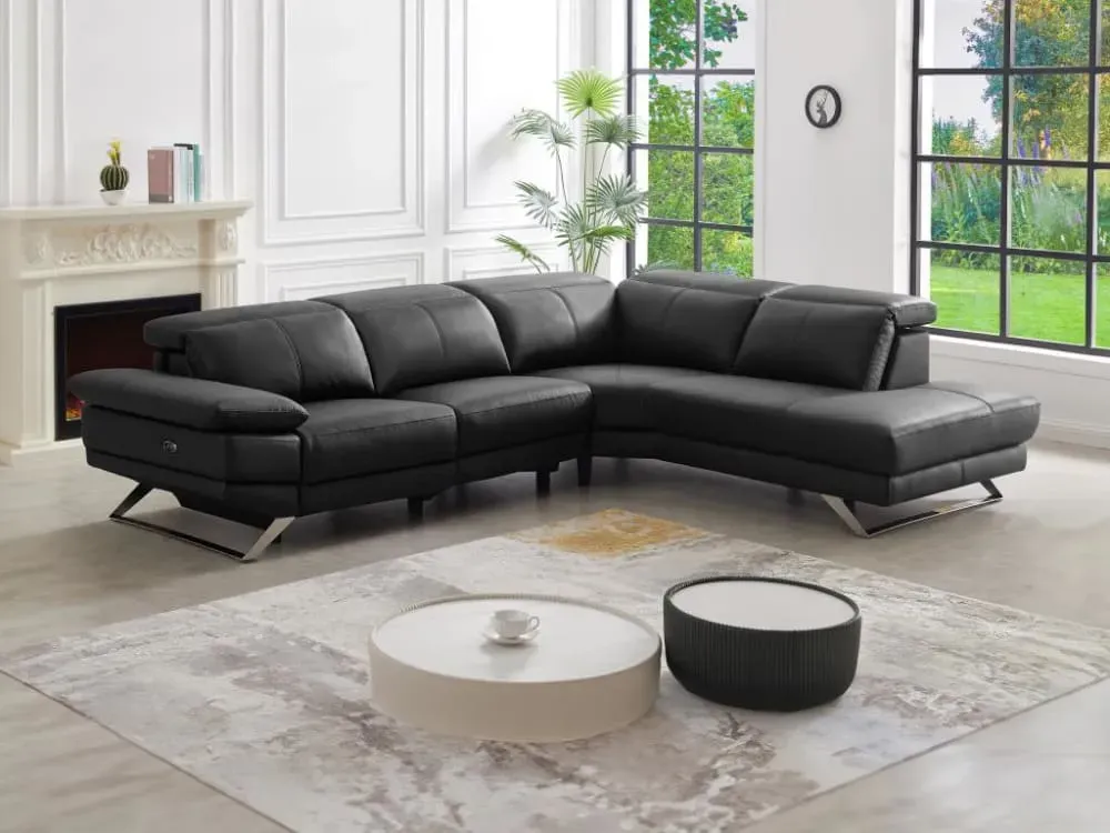 Illustration numéro 2 du produit Canapé d'angle cuir 6 places noir